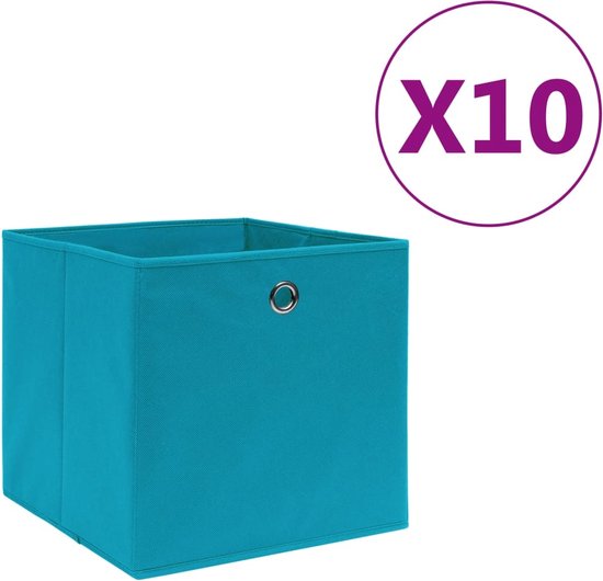 Boîtes de rangement vidaXL - 10 pièces - 28 x 28 x 28 cm - Blauw Bébé - Compartiments de rangement - Non tissé - Boîtes en Tissus