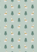Cadeaupapier Kerst lichtgroen Lama Xmas - Vellen: Plano: 50x70 - 500st