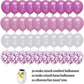Partygoodz - 40 stuks Luxe Roze Ballonnen met Confetti