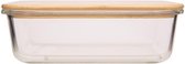 Voorraaddoos - 22x16,5xh6,8cm - 1,5L - Bamboo Deksel - Glas - (set van 4)