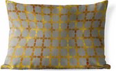 Buitenkussens - Tuin - Luxe patroon van vierkanten met gouden details tegen een grijze achtergrond - 60x40 cm