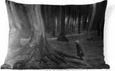 Buitenkussens - Tuin - Meisje in het bos in het zwart wit - Schilderij van Vincent van Gogh - 60x40 cm