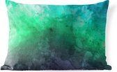 Buitenkussens - Tuin - Abstract werk gemaakt van waterverf met groene en blauwe vlekken - 50x30 cm