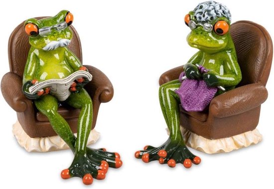 grand-mère et grand-père - figurine professionnelle - grenouille grand-mère et grand-père - 5x10x13 cm
