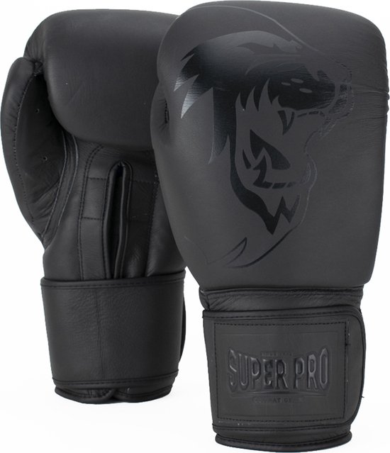 Foto: Super pro combat gear legend lederen kick bokshandschoenen grijs 14oz