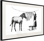 Artgeist - Schilderij - Banksy: Washing Zebra Stripes - Multicolor - 60 X 40 Cm
