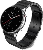 Stalen Smartwatch bandje - Geschikt voor Strap-it Xiaomi Amazfit GTR 2 / 2e metalen bandje - zwart - bandbreedte 22mm - Strap-it Horlogeband / Polsband / Armband