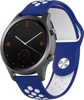 Siliconen Smartwatch bandje - Geschikt voor  Garmin Vivomove HR sport band - blauw/wit - Horlogeband / Polsband / Armband