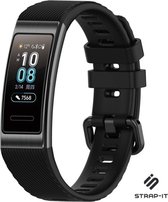 Siliconen Smartwatch bandje - Geschikt voor Huawei band 3 / 4 Pro silicone band - zwart - Strap-it Horlogeband / Polsband / Armband