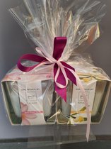 geschenk set geurkaarsen - vanille - flowerbowl - black bamboo- 3x125 gr -moederdaggeschenk  - kerstgeschenk - verjaardaggeschenk