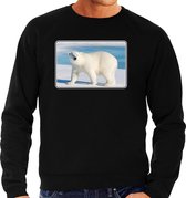 Dieren sweater met ijsberen foto - zwart - voor heren - natuur / ijsbeer cadeau trui - kleding / sweat shirt S