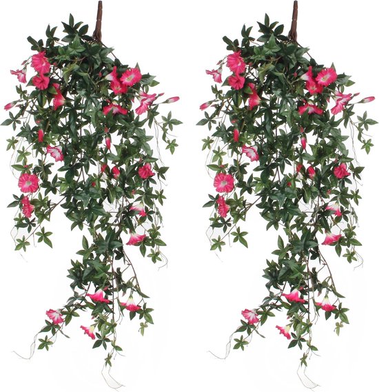2x stuks groene Petunia kunstplant met roze 80 cm - | bol.com