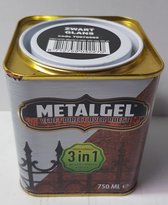 METALGEL, Metaalgel, zwart glans, 750 ml, verft direct over roest