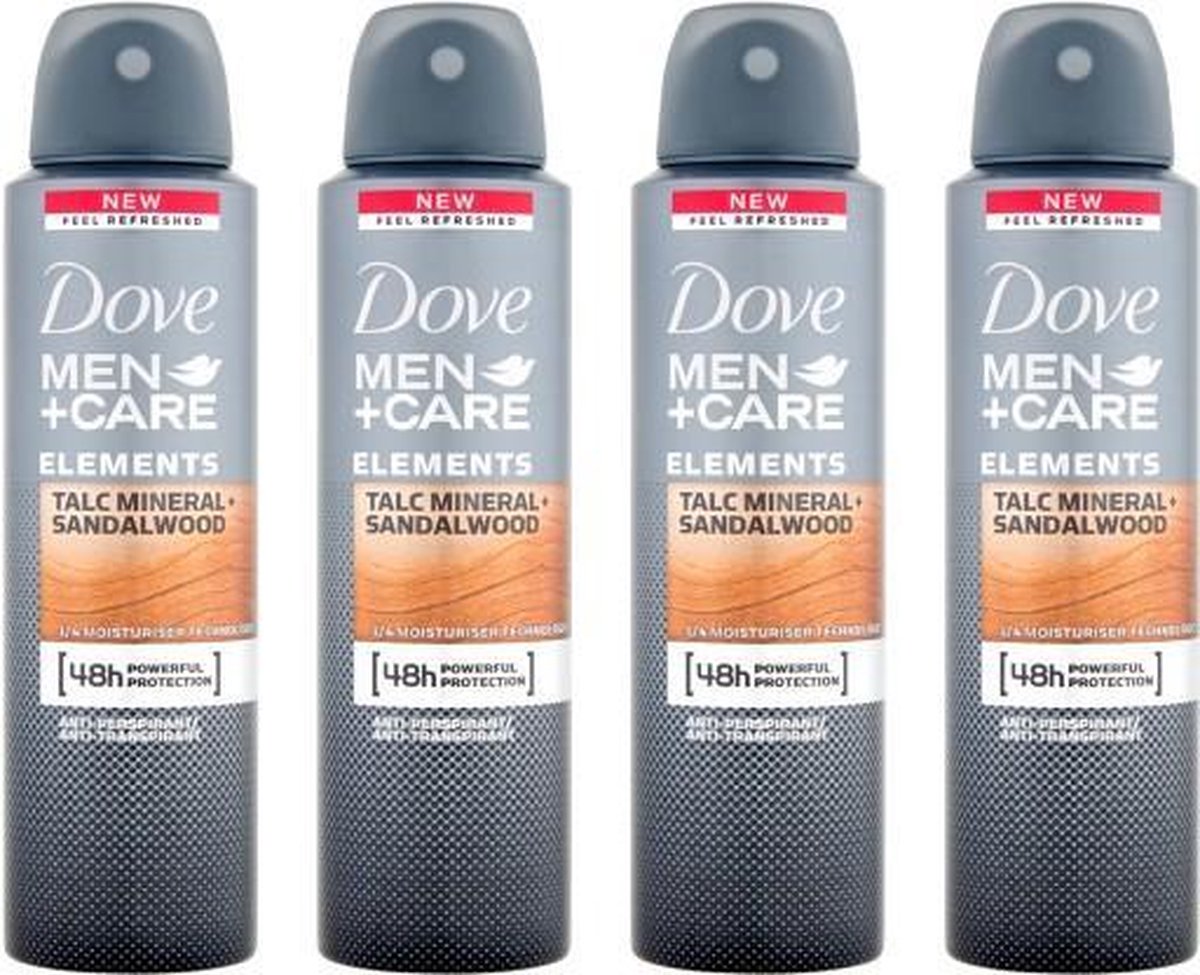 Dove Men + Care Deospray Talc Mineral Sandalwood - Voordeelverpakking 4 x 150 ml
