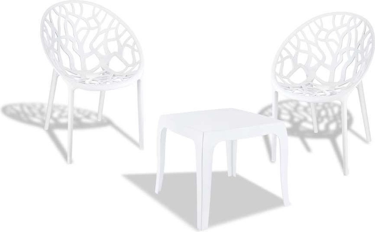 Tuinset - Tafel met 2 stoelen - Wit