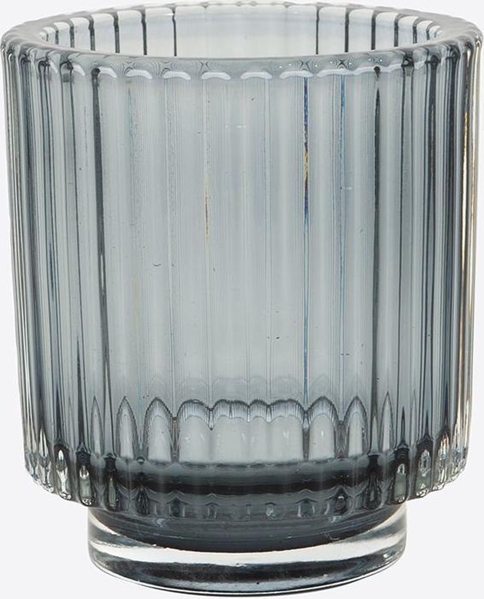 Point-Vergule - Theelichthouder glas blauw - 10cm