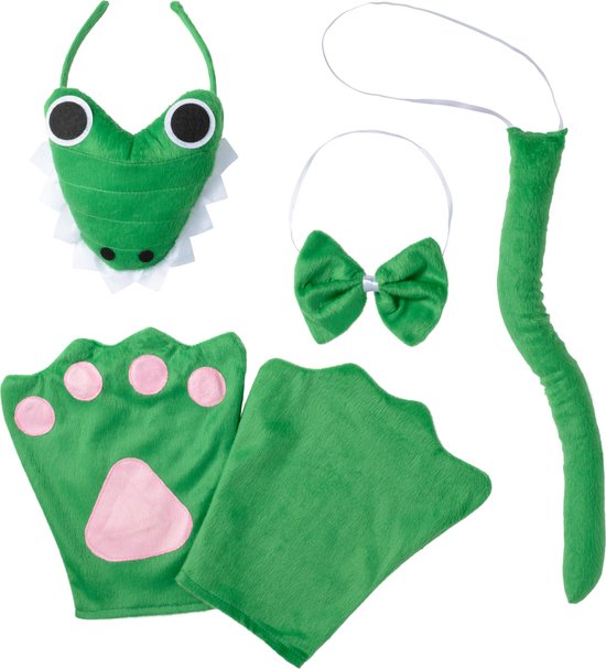 dressforfun - Accessoireset krokodil Volwassenen - verkleedkleding kostuum halloween verkleden feestkleding carnavalskleding carnaval feestkledij partykleding - 302043