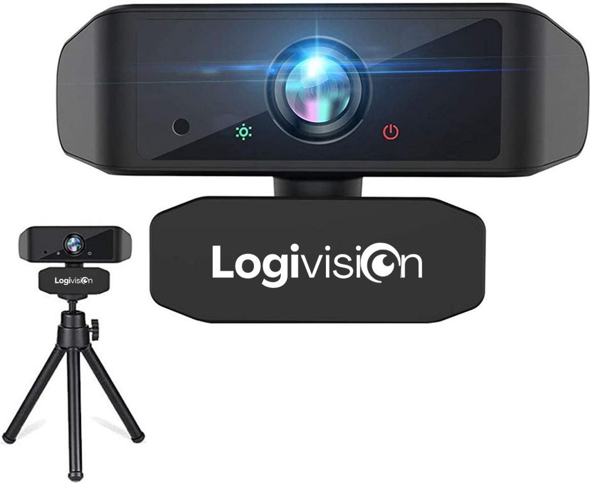 Logivision 1080P FULL HD Webcam voor PC met Microfoon - Webcam voor Laptop - Webcam Logitech - Autofocus - Voor Werk/School/Streamen - Plug & Play - Inclusief GRATIS Webcam Statief
