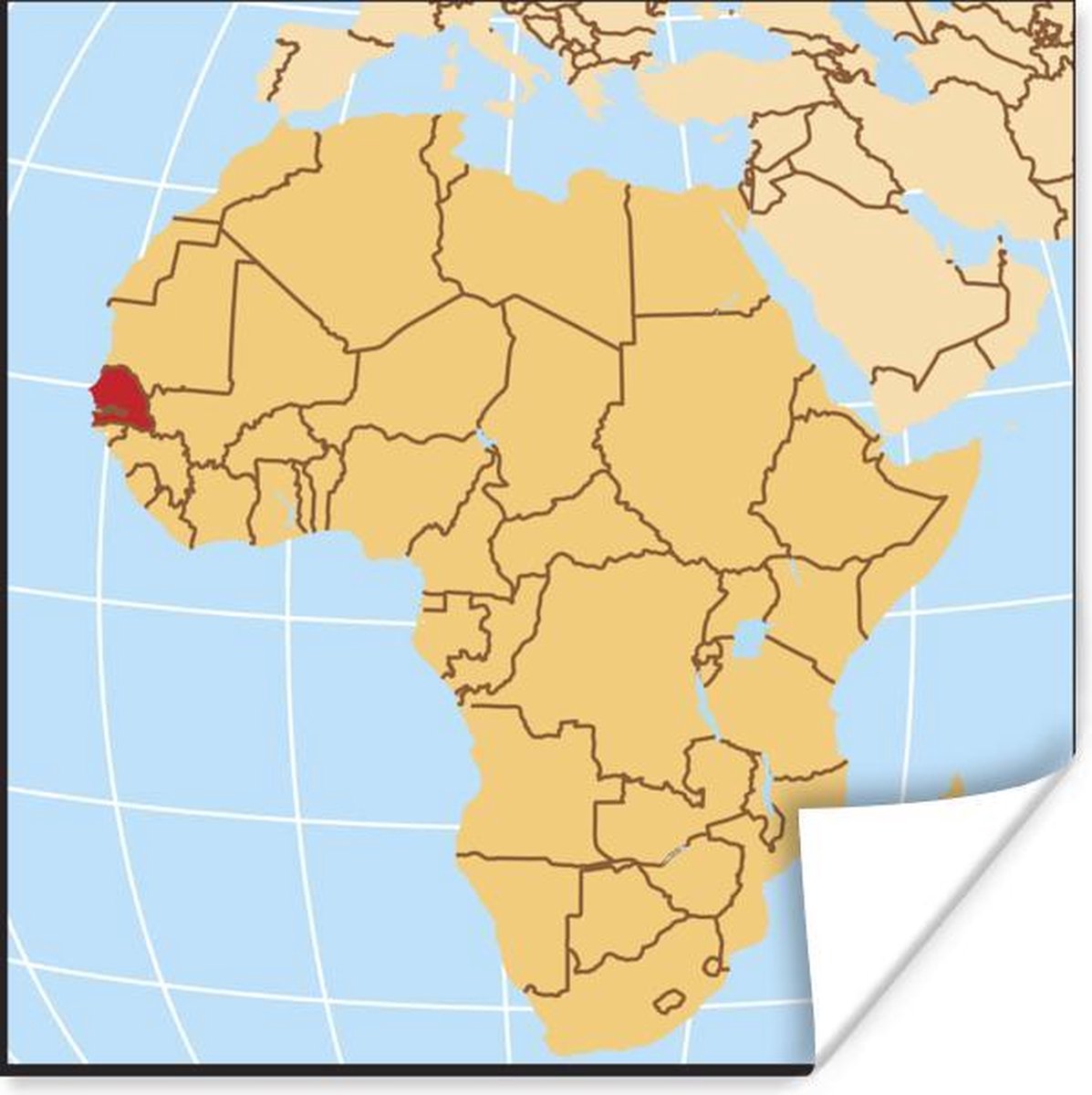 Illustration Dune Carte De L Afrique Avec Le Sénégal En Affiche Rouge 100x100 Cm 7569