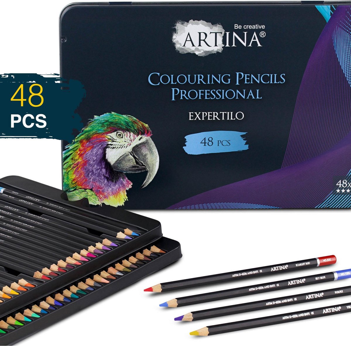 Artina Expertilo Kleurpotloden Set van 48 - FSC Gecertificeerde Stiften hoog gepigmenteerd potloden
