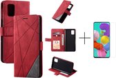 Book Case Samsung Galaxy A51 | Hoogwaardig PU Leren Hoesje | Lederen Wallet Case | Luxe Uitstraling | Telefoonhoesje | Pasjeshouder | Portemonnee | Rood + 1x screen protector