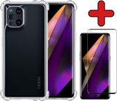 Oppo Find X3 Pro Hoesje Transparant Siliconen Shockproof Case Met Screenprotector - Oppo Find X3 Pro Hoes Silicone Shock Proof Cover Met Screenprotector - Transparant