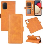 Samsung Galaxy A02s hoesje - MobyDefend Luxe Wallet Book Case (Sluiting Zijkant) - Lichtbruin - GSM Hoesje - Telefoonhoesje Geschikt Voor: Samsung Galaxy A02s