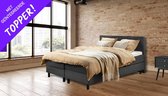 Beddenleeuw Boxspring Bed Esmeralda - 140x200 - Inclusief Geïntegreerde Topper - Antraciet