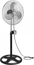 Staande Statiefventilator - 60 - Watt - 3 Snelheden - Ø 46 Cm - Zwenkfunctie - Kantelbaar - Hoogte 110-121 Cm - Chroom