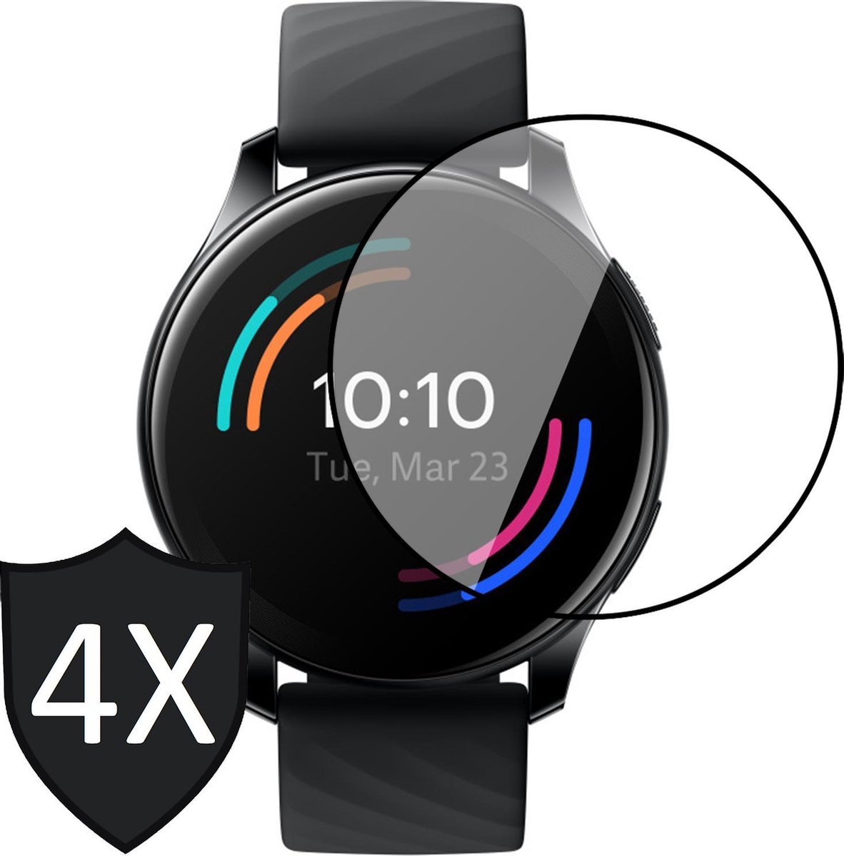Screenprotector geschikt voor OnePlus Watch - PET Full Screen Protector - 4 Stuks
