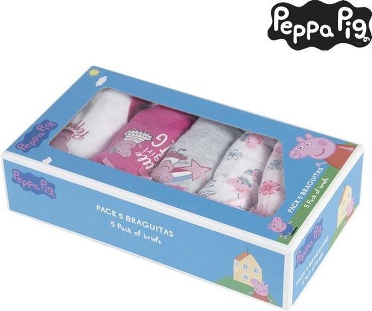 Lot de 5 slips en coton doux pour fille Peppa Pig avec 5 motifs différents Peppa Pig Rose 