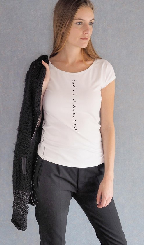 YELIZ YAKAR - Luxe dames t-shirt / uitgaans top “Braille I” met  braille-alfabet... | bol.com