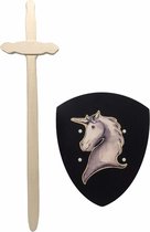 houten zwaard Koning Arthur en ridderschild eenhoorn Unicorn kinderzwaard ridderzwaard schild ridder