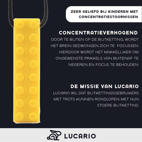 Bijtketting - Kauwketting - Lego bouwblokje patroon Geel van Lucario — afbeelding 3