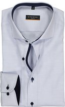 ETERNA slim fit overhemd - structuur heren overhemd - lichtblauw met wit (donkerblauw contrast) - Strijkvrij - Boordmaat: 38