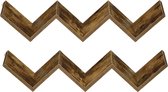 Wandplank – Set van 2 planken – Afmeting (LxBxH) 71,5 x 15 x 14 cm /  71,5 x 15 x 14 cm – Kleur donker hout kleurig