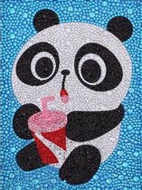 Diamond painting - panda met limonade - 15x20 - full - ronde steentjes - compleet pakket
