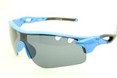 Sportbril met blauw zwart montuur en zwarte glas. P - 1293.