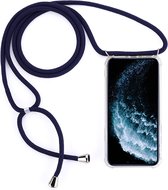 Apple iPhone 11 Pro Max Hoesje - Mobigear - Lanyard Serie - TPU Hoesje met koord - Transparant / Blauw - Hoesje Geschikt Voor Apple iPhone 11 Pro Max