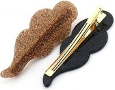Haarspelden Wolk - Haarclips - Set van 2 Stuks - 7 cm - Zwart en Bruin Glitter