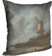 De molen bij Wijk bij Duurstede, Jacob van Ruisdael - Foto op Sierkussen - 50 x 50 cm