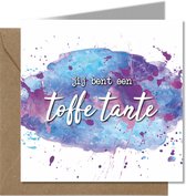 Tallies Cards - greeting - ansichtkaarten - Toffe Tante - Aquarel  - Set van 4 wenskaarten - Inclusief kraft envelop - bedankkaart - bedankt - 100% Duurzaam