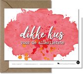 Tallies Cards - greeting  - wenskaarten - Dikke kus - Aquarel  - Set van 4 ansichtkaarten - valentijnskaart - valentijn  - moeder - mama - liefde - Inclusief kraft envelop - 100% D