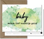 Tallies Cards - greeting  - wenskaarten - Baby - Aquarel  - Set van 4 ansichtkaarten - geboortekaart - geboorte - baby - in verwachting - Inclusief kraft envelop - 100% Duurzaam