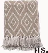 Home Society - Plaid Imola - Beige - 170 x 130 cm - geruit