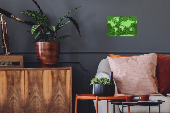 Stickers muraux - Wereldkaart - Résistant - Vert - 30x20 cm - Film Adhésif