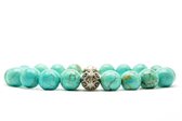 Beaddhism - Armband - Big Turquoise - Zilver - Kashmir - 10 mm - 22 cm