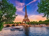 Tuinposter - 70br x 50h - Eiffeltoren - Tuindoek - Voorzien van bevestigingsringen