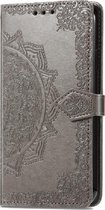 Bloem mandala grijs agenda book case hoesje Xiaomi Mi 11 Lite 5G / 4G