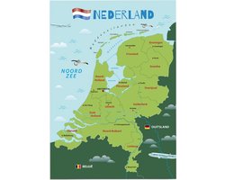 Educatieve poster (Posterpapier) - Topografie Nederland - 42 x 59.4 cm (A2)